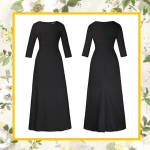 Maxi Dress Long Sleeve Plain Basic Boho 